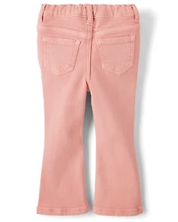 Toddler Girls Garment Dyed High Rise Flare Jeans
