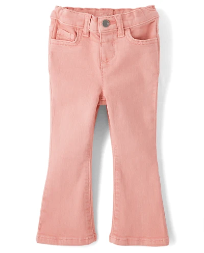 Toddler Girls Garment Dyed High Rise Flare Jeans