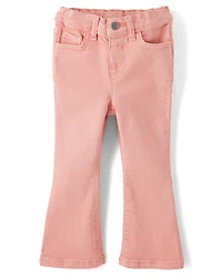 Toddler Girls Garment Dyed High Rise Flare Jeans