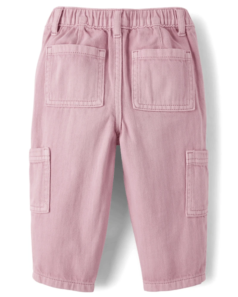 Toddler Girls Garment Dyed Utility Barrel Jeans