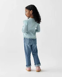 Toddler Girls Ripped Roll Cuff Straight Jeans