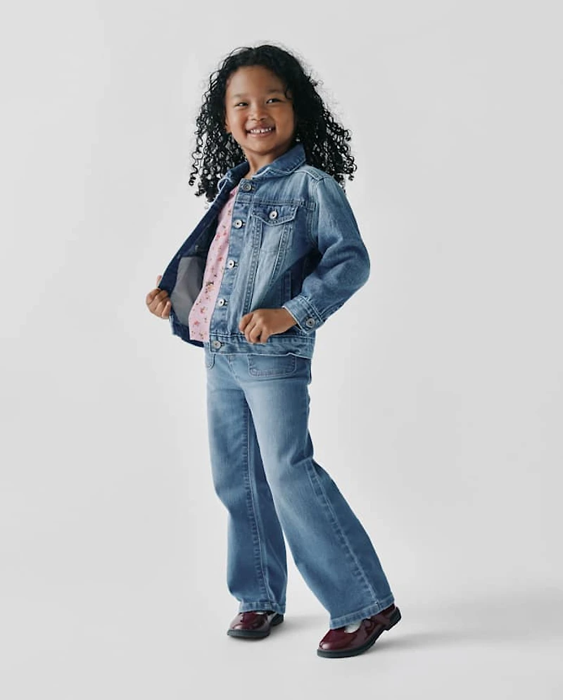 Toddler Girls Bow Wide Leg Jeans