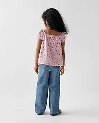 Toddler Girls Bow Wide Leg Jeans