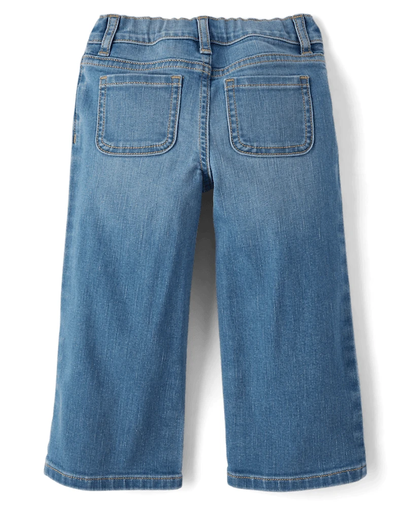 Toddler Girls Bow Wide Leg Jeans