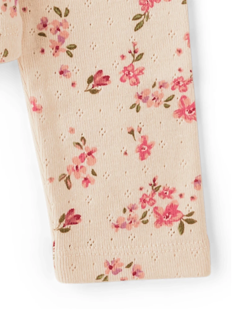 Girls Floral Pointelle Baby Tee