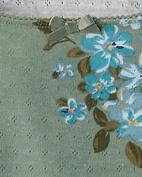 Girls Floral Pointelle Baby Tee