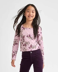 Girls Floral Pointelle Baby Tee