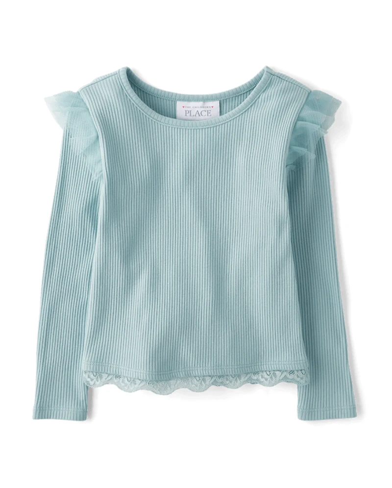 Baby And Toddler Girls Pointelle Flutter Top