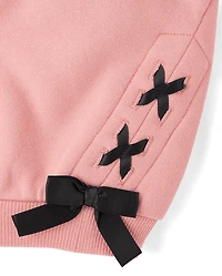 Toddler Girls Lace Up Premium Fleece Sweatshirt