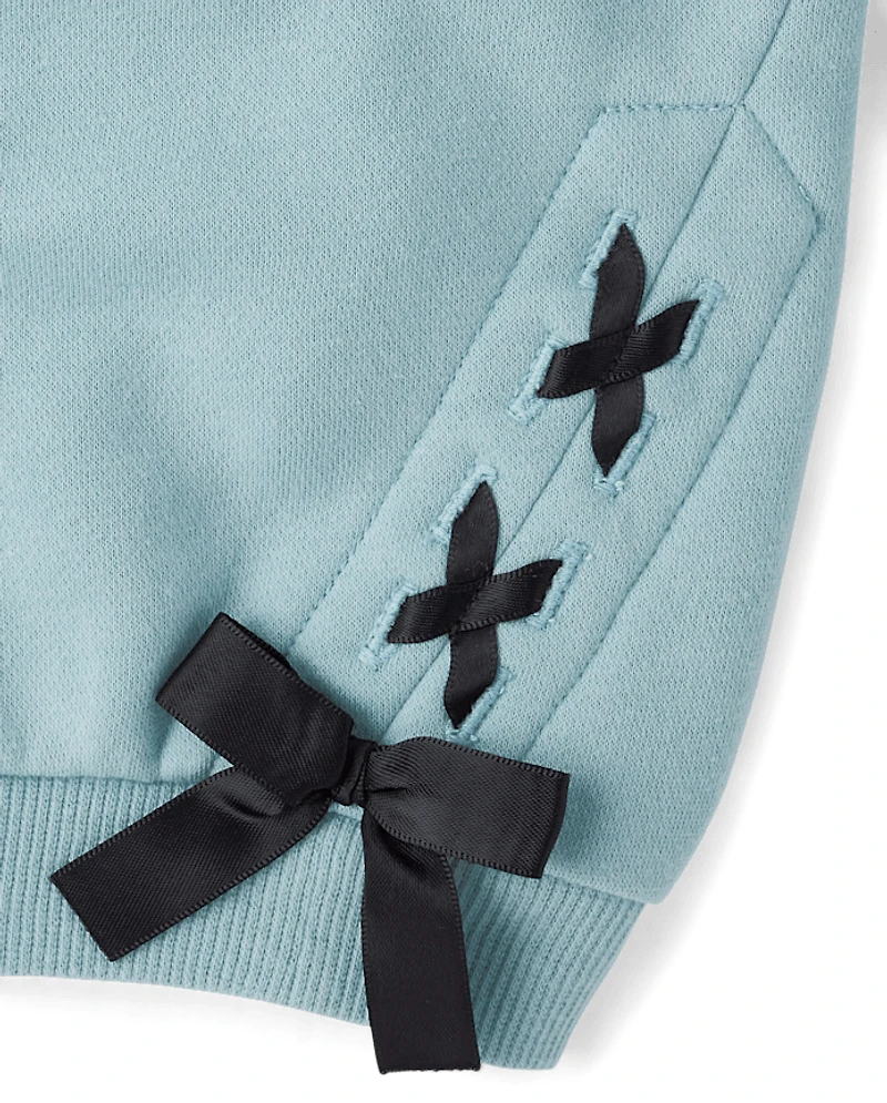 Sweat-shirt en polaire premium à lacets pour petite fille