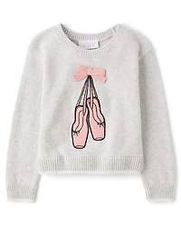 Pull brodé chaussons de ballet pour petite fille