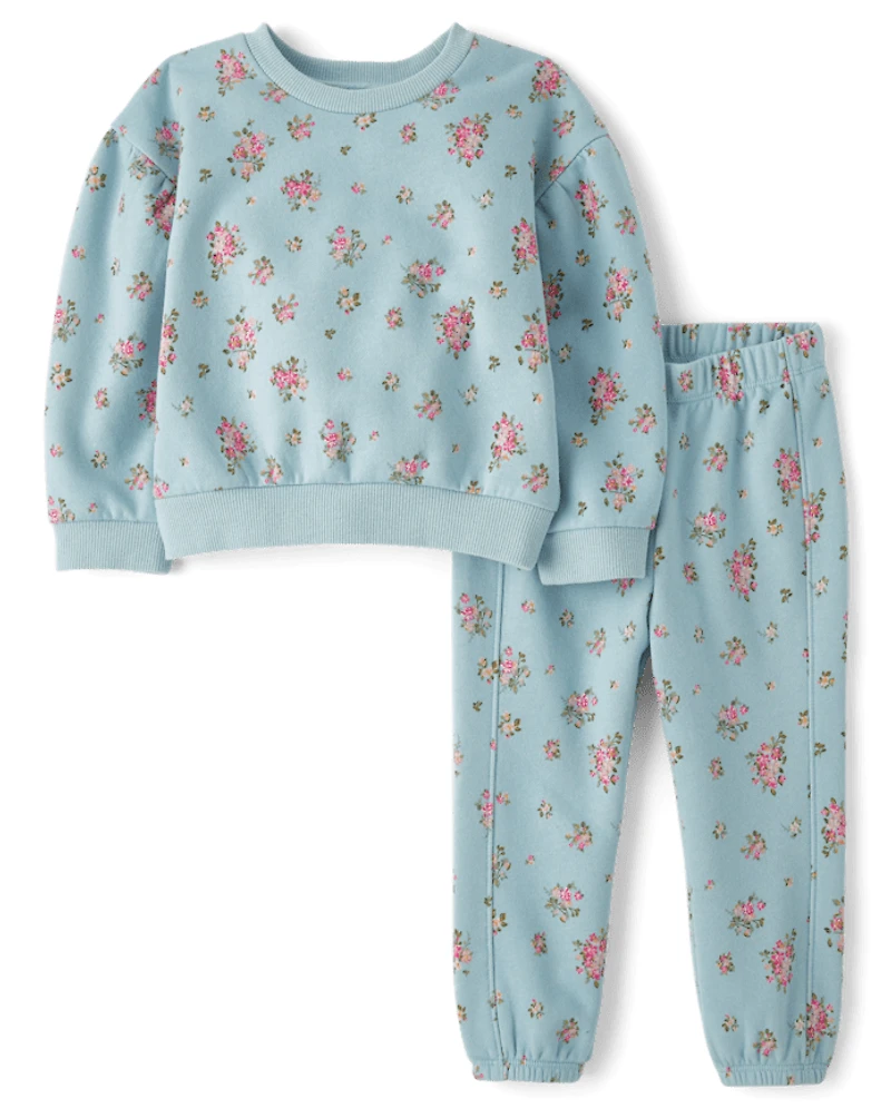 Toddler Girls Print Fleece 2-Piece Outfit Set