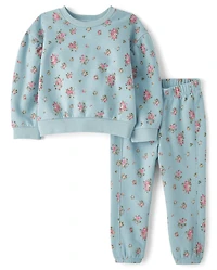 Toddler Girls Print Fleece 2-Piece Outfit Set
