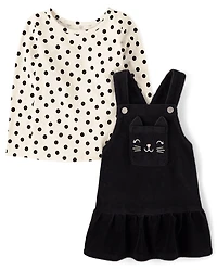 Toddler Girls Cat Skirtall 2-Piece Outfit Set