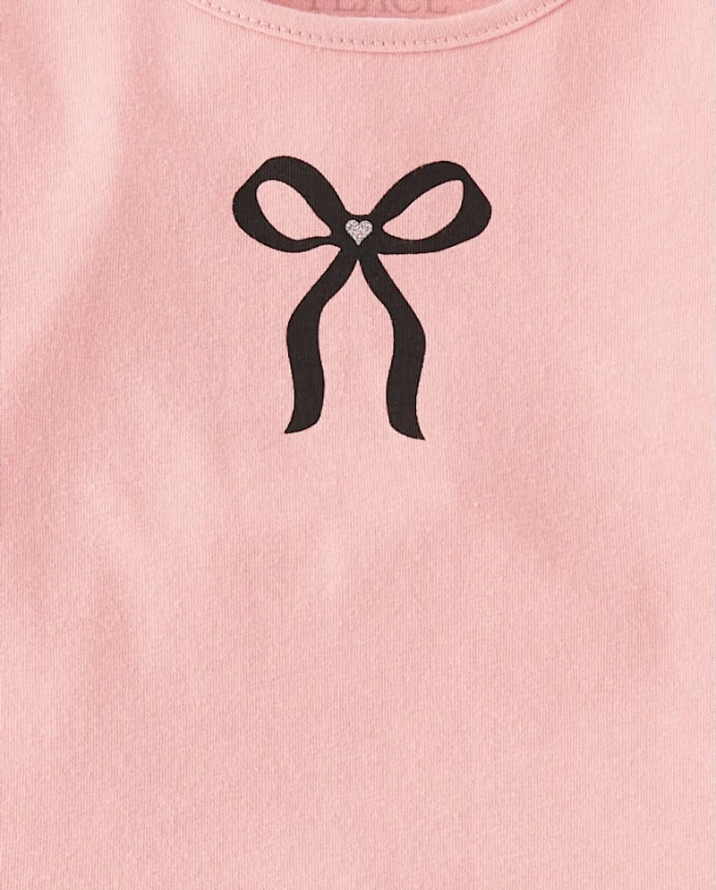 Toddler Girls Bow Lettuce Top 4-Pack