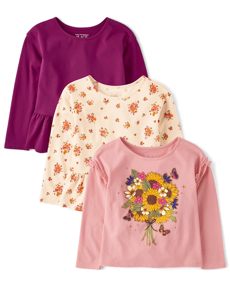 Toddler Girls Floral Top 3-Pack