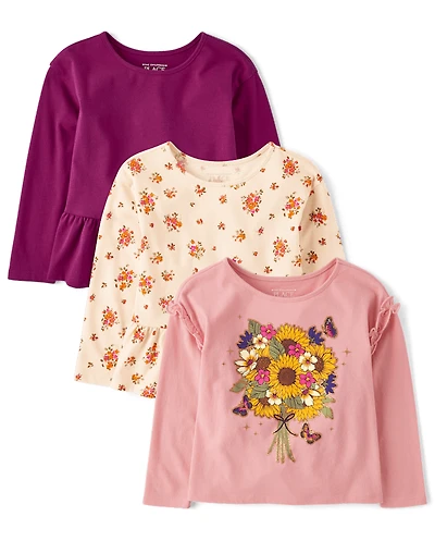 Toddler Girls Floral Top 3-Pack