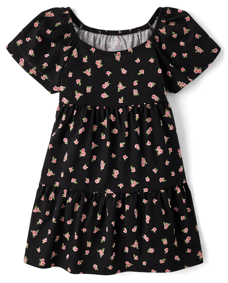 Robe à volants imprimée pour fille