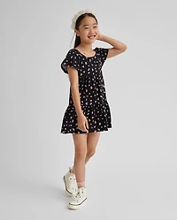 Girls Print Tiered Dress