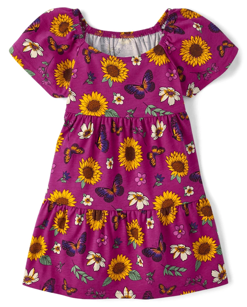 Robe à volants imprimée pour fille