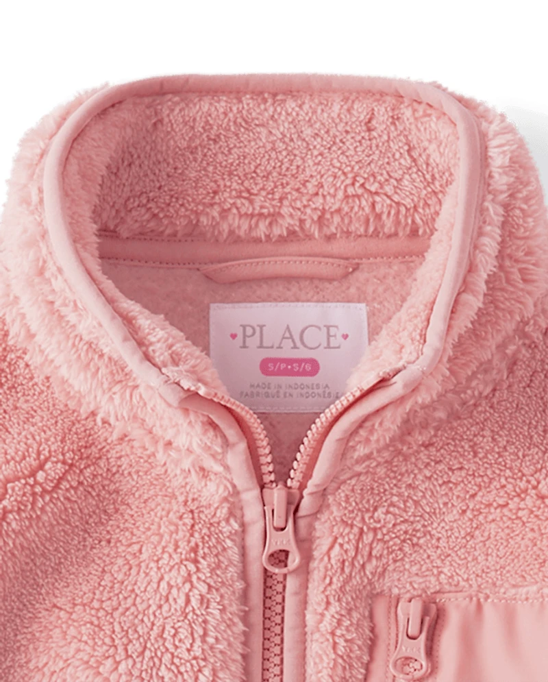 Girls Heavyweight Sherpa Zip Up Jacket