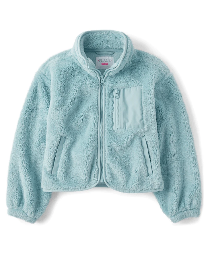 Girls Heavyweight Sherpa Zip Up Jacket