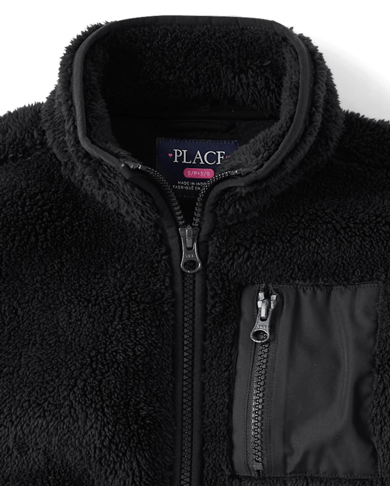 Kids Heavyweight Sherpa Zip Up Jacket
