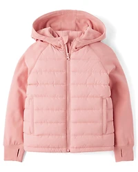 Girls Cozy Tech Microfleece Lined Puffer Jacket