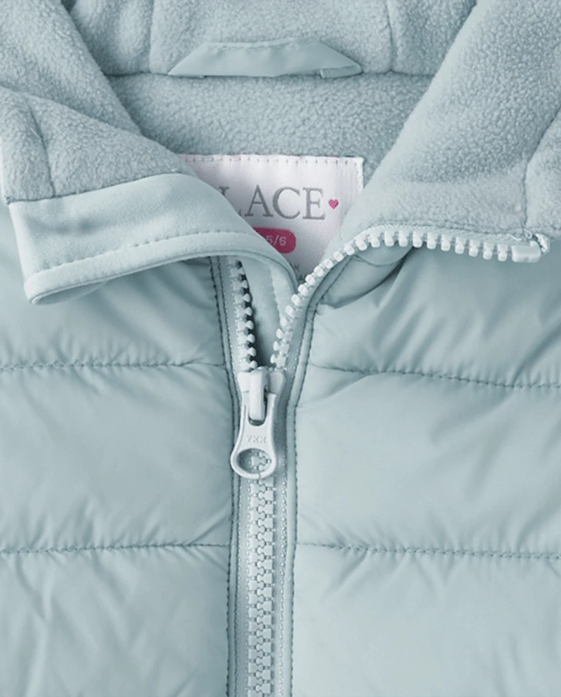 Girls Cozy Tech Microfleece Lined Puffer Jacket