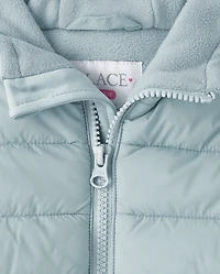 Girls Cozy Tech Microfleece Lined Puffer Jacket