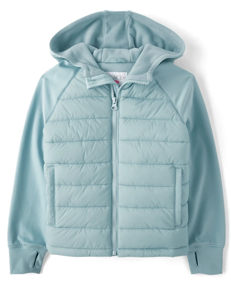 Girls Cozy Tech Microfleece Lined Puffer Jacket