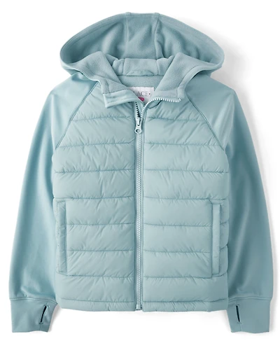 Girls Cozy Tech Microfleece Lined Puffer Jacket