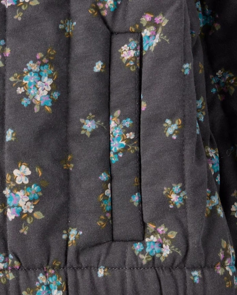 Girls Floral Quilted Jacket