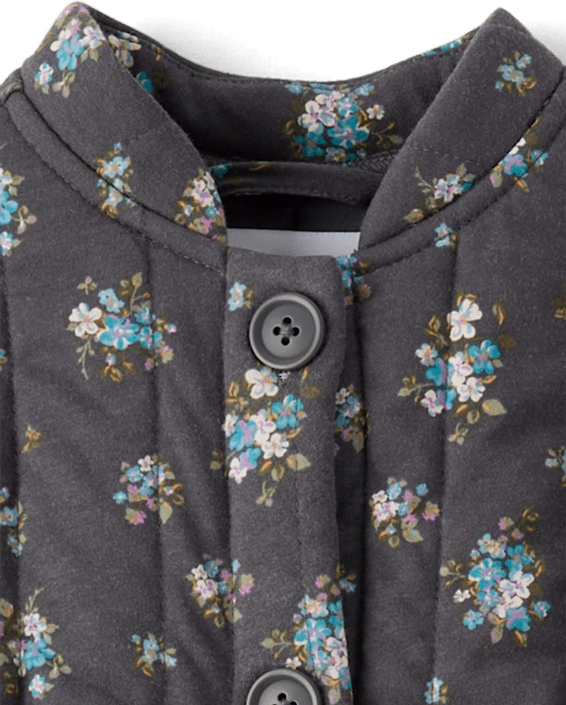 Girls Floral Quilted Jacket