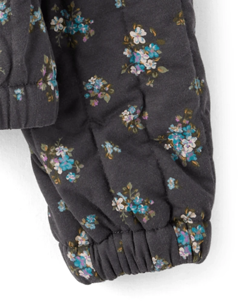 Girls Floral Quilted Jacket