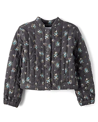 Girls Floral Quilted Jacket