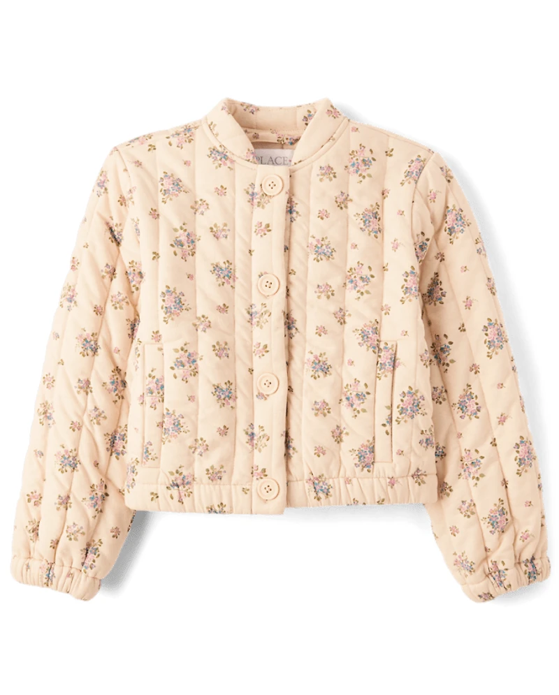 Girls Floral Quilted Jacket
