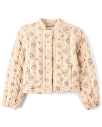 Girls Floral Quilted Jacket