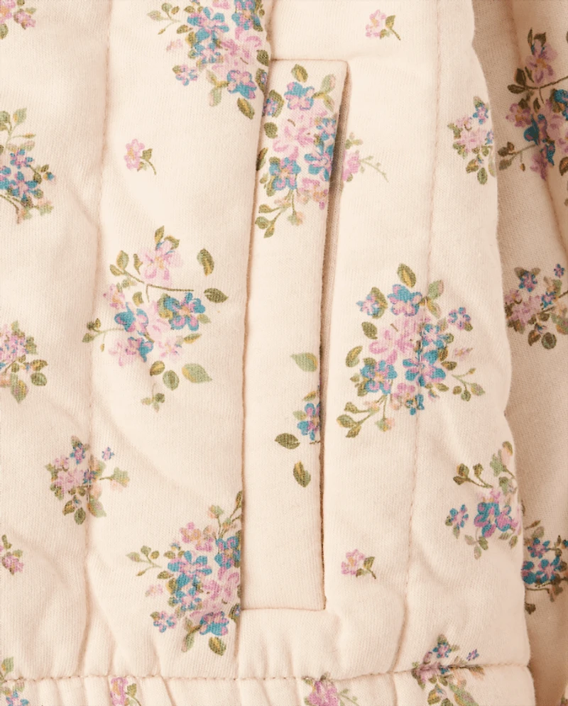 Girls Floral Quilted Jacket