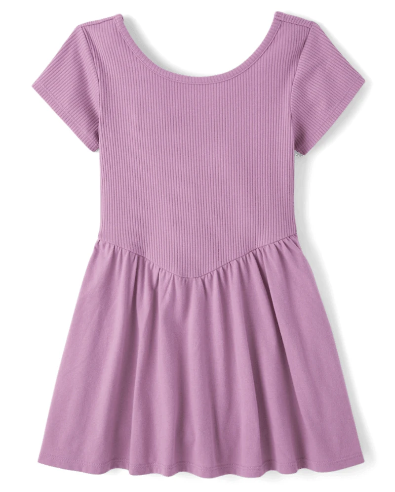 Girls Ribbed V-Waist Dress