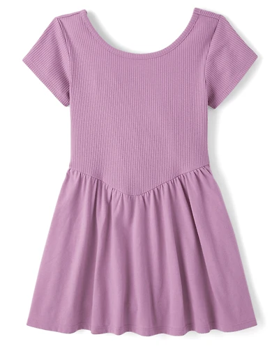 Girls Ribbed V-Waist Dress