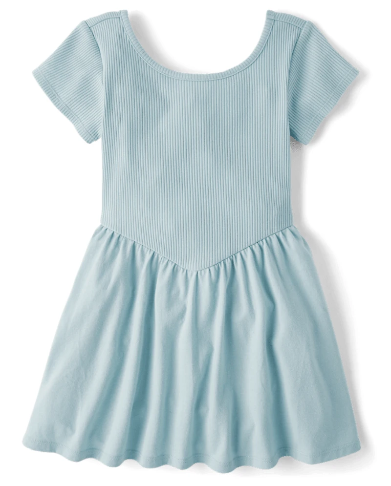 Girls Ribbed V-Waist Dress