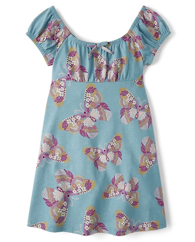 Girls Print Fit And Flare Dress