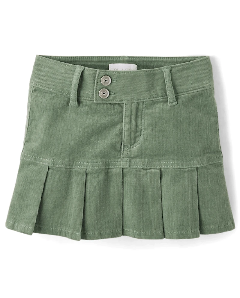 Girls Pleated Corduroy Skort