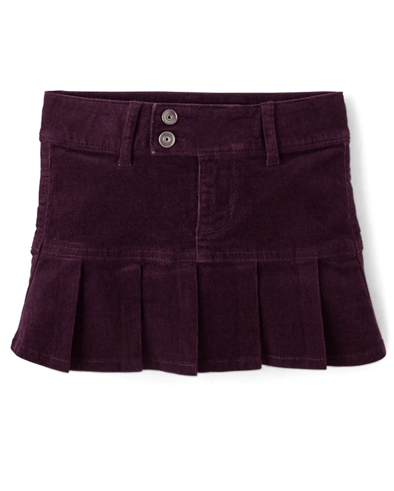Jupe-short plissée en velours côtelé pour fille