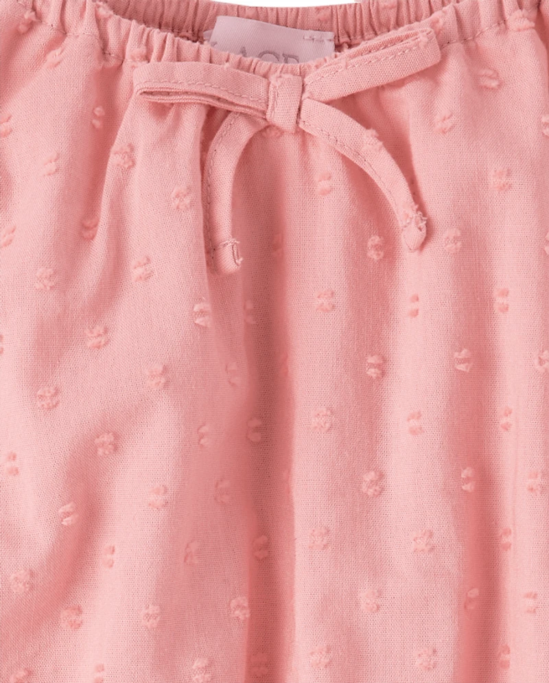 Girls Clip Dot Smocked Tiered Dress