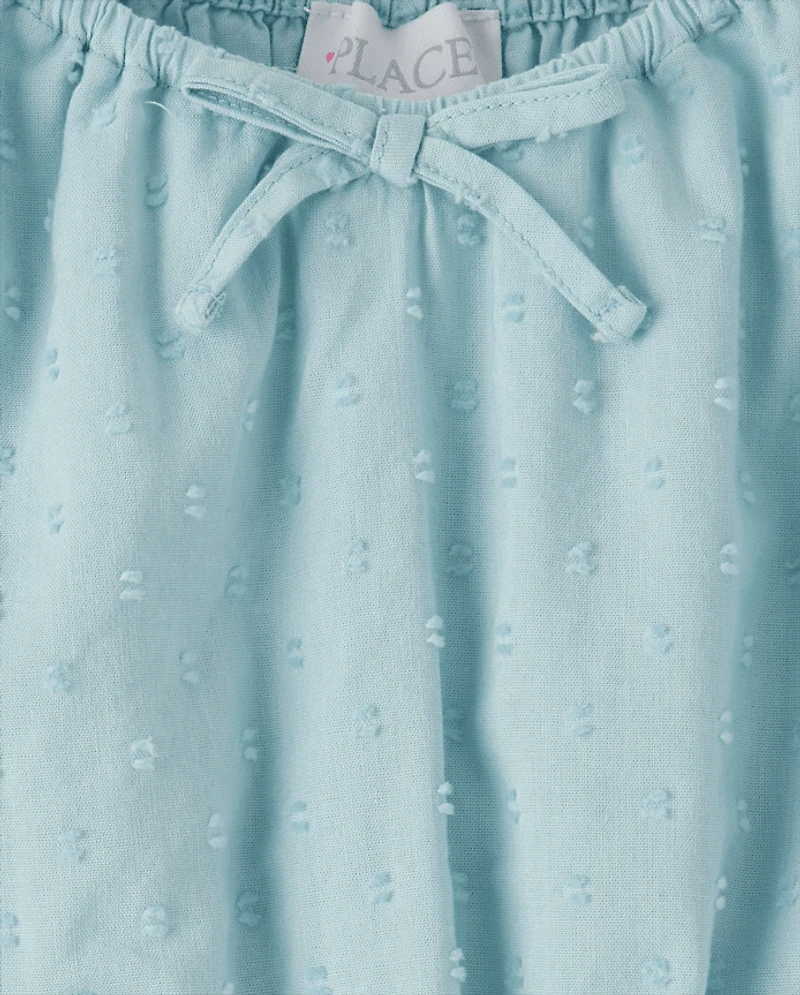 Girls Clip Dot Smocked Tiered Dress