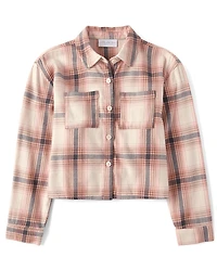Girls Plaid Flannel Button Up Shirt