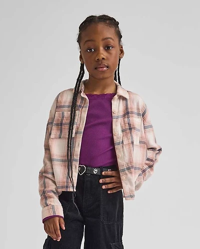 Girls Plaid Flannel Button Up Shirt