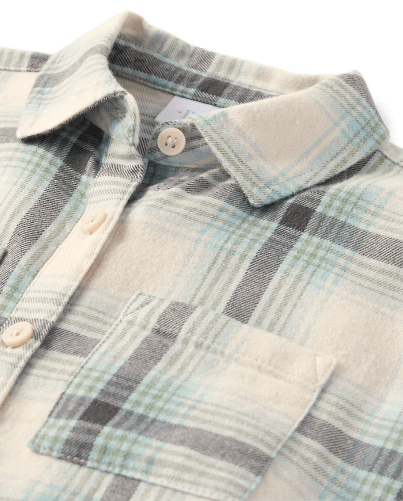 Girls Plaid Flannel Button Up Shirt